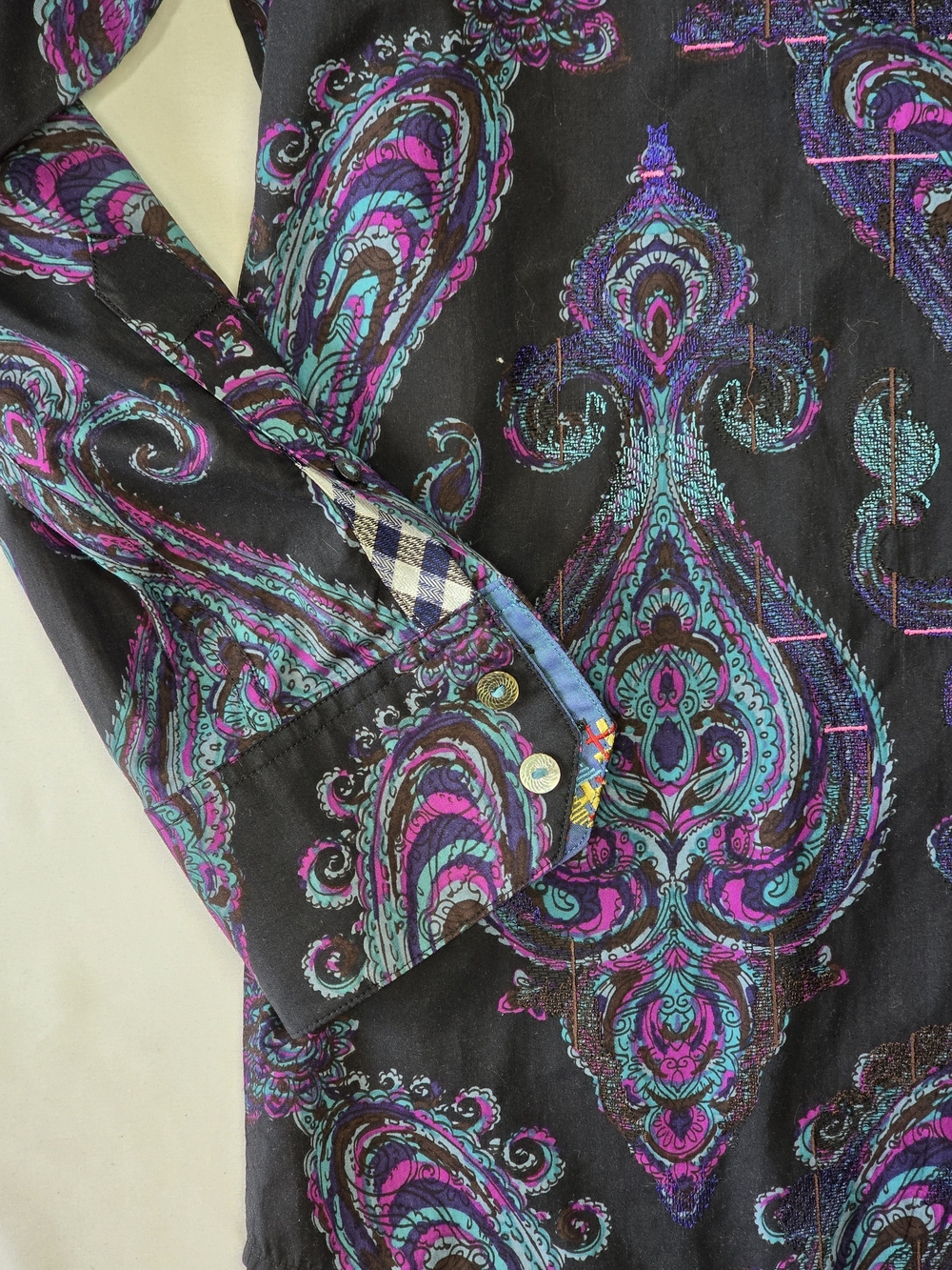 Robert Graham Paisley Long Sleeve Button Down Shirt - Men's Size M - Picture 8 of 16